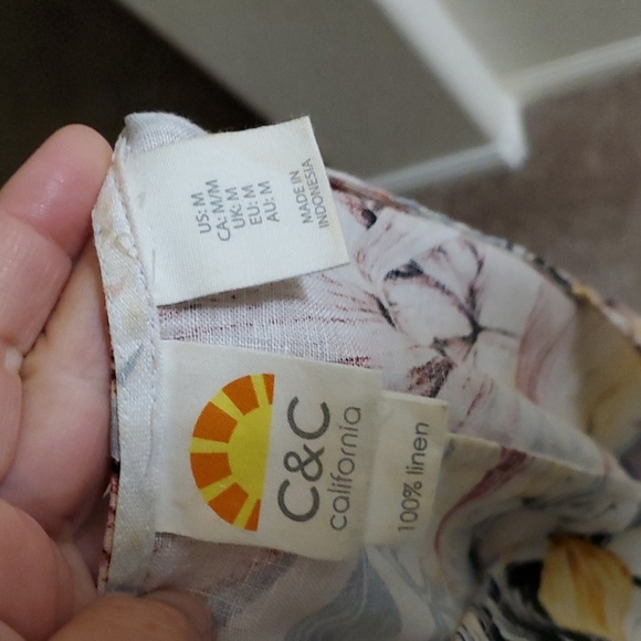 5.95 shipping C & C m linen mini pastel tropical print flutter sleeve pull over - Picture 8 of 9